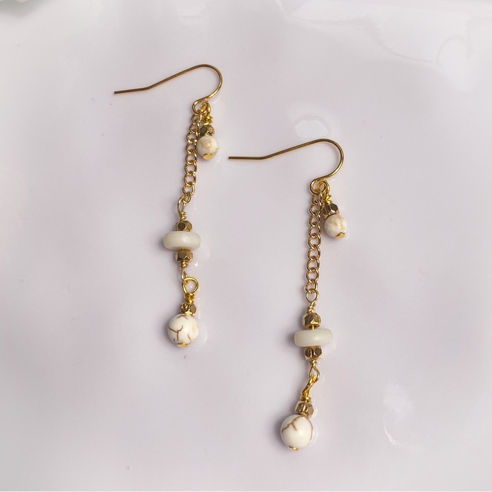 23. White Dyed Turquoise Dangle Earrings